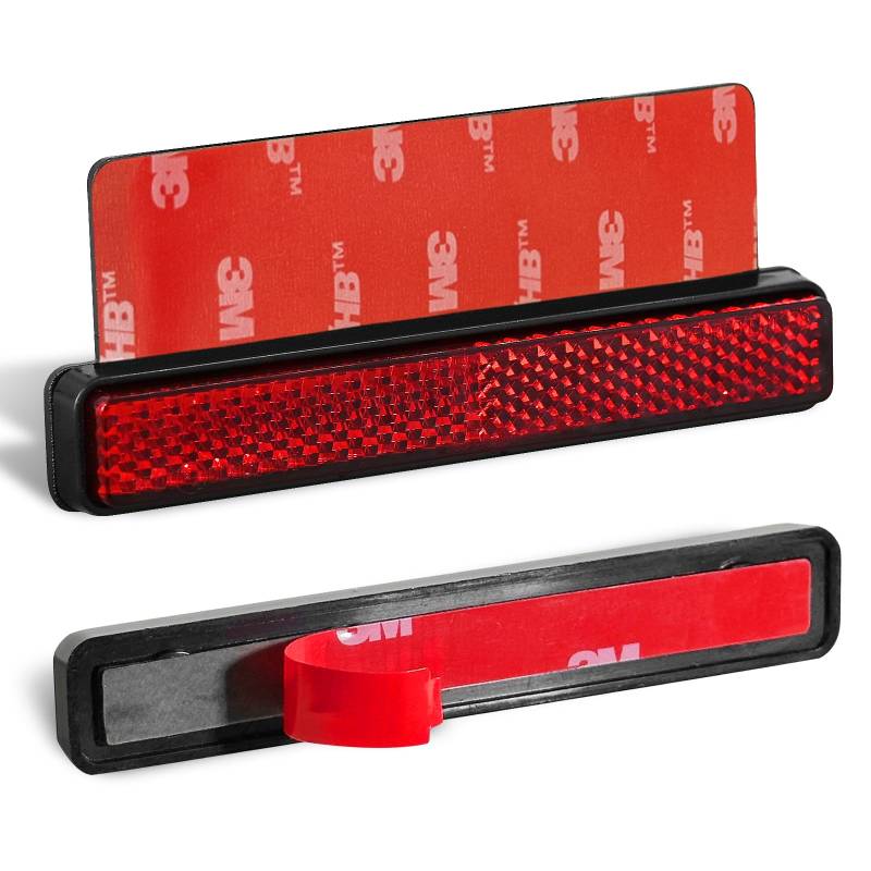 polarmotor Reflektor Motorrad Rückstrahler E4-Geprüft Schmal 108x18x10mm Rot Katzenaugen Selbstklebend 2 Stück von polarmotor