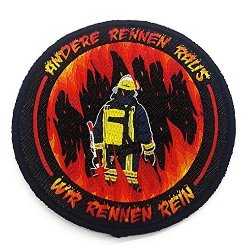 POLIZEIMEMESSHOP Helden Feuerwehr Patch Wir Rennen Rein Textil Patch - Feuer - Rettung von POLIZEIMEMESSHOP