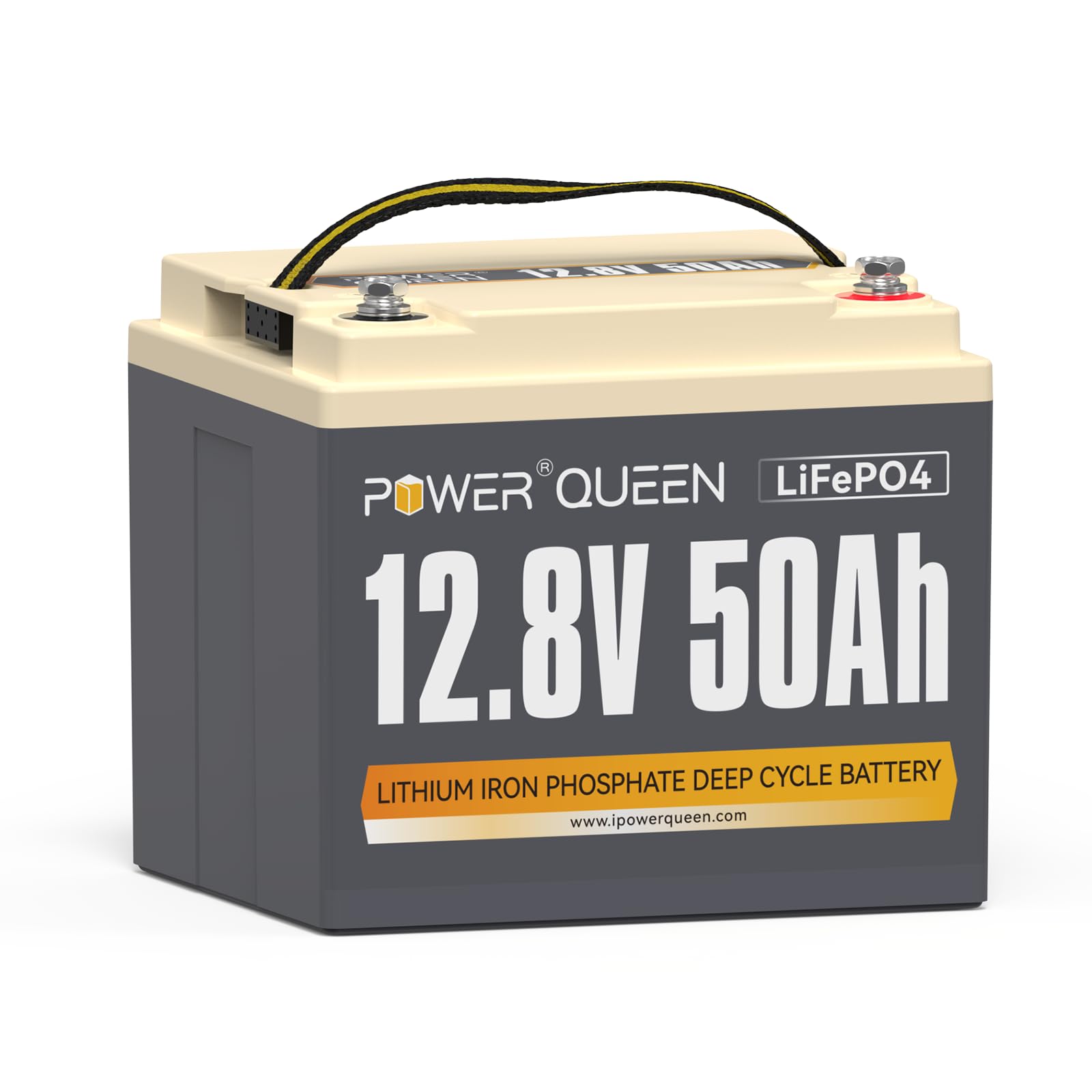 Power Queen 12.8 V 50 Ah LiFePO4 Lithiumbatterie, 640Wh Lithiumbatterie, über 4000+-Zyklen, Ersatzbatterie für Bleisäurebatterie, weit verbreitet in Wohnmobilen, Camping und Solarenergie von power queen