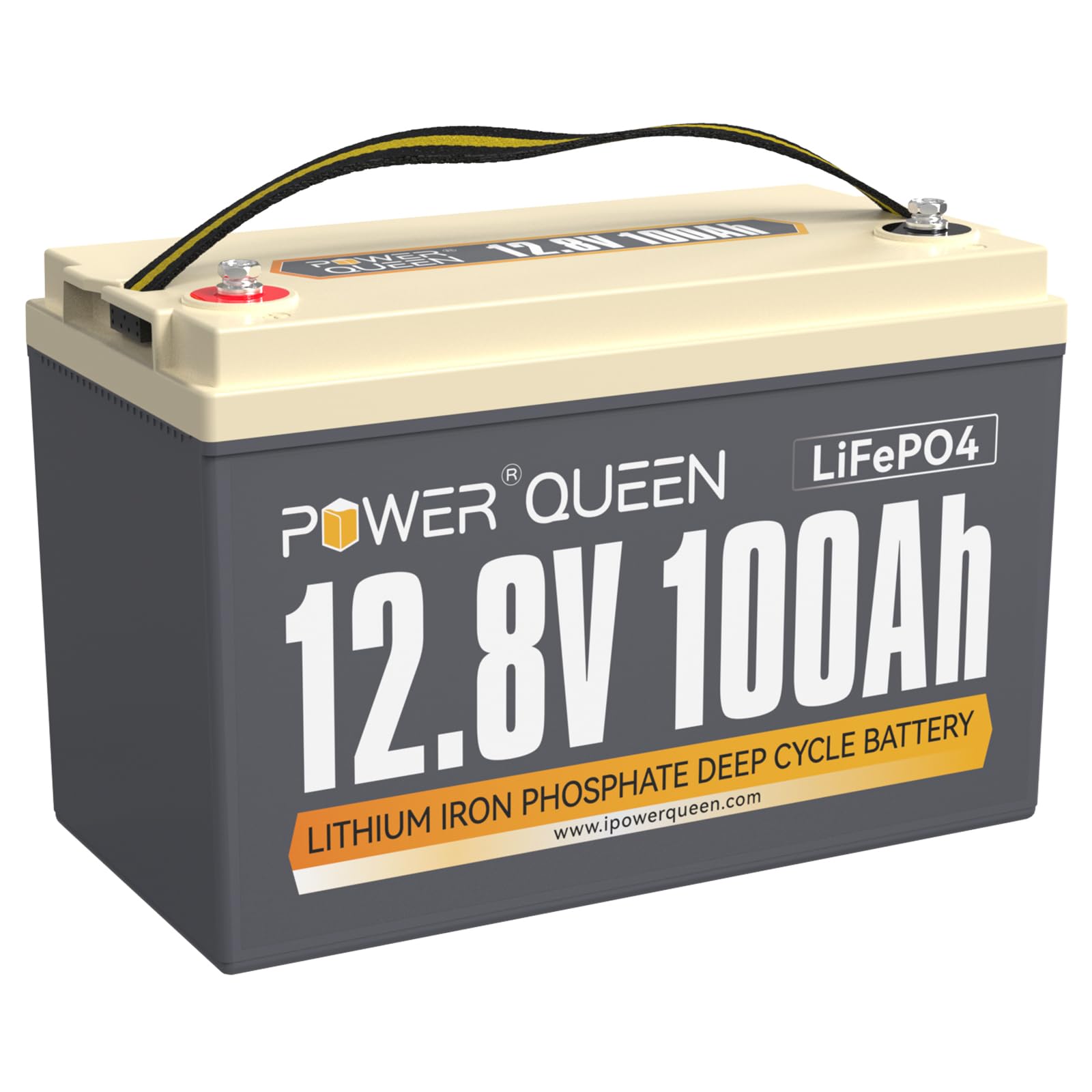 Power Queen 12,8V LiFePO4 100Ah Batterie, 1280Wh Lithium-Eisen Batterie mit 100A BMS, bis 15000+ tiefe Zyklen, weit verbreitet für Wohnmobil, Wohnmobil, Road-Trip, Solarsystem von power queen