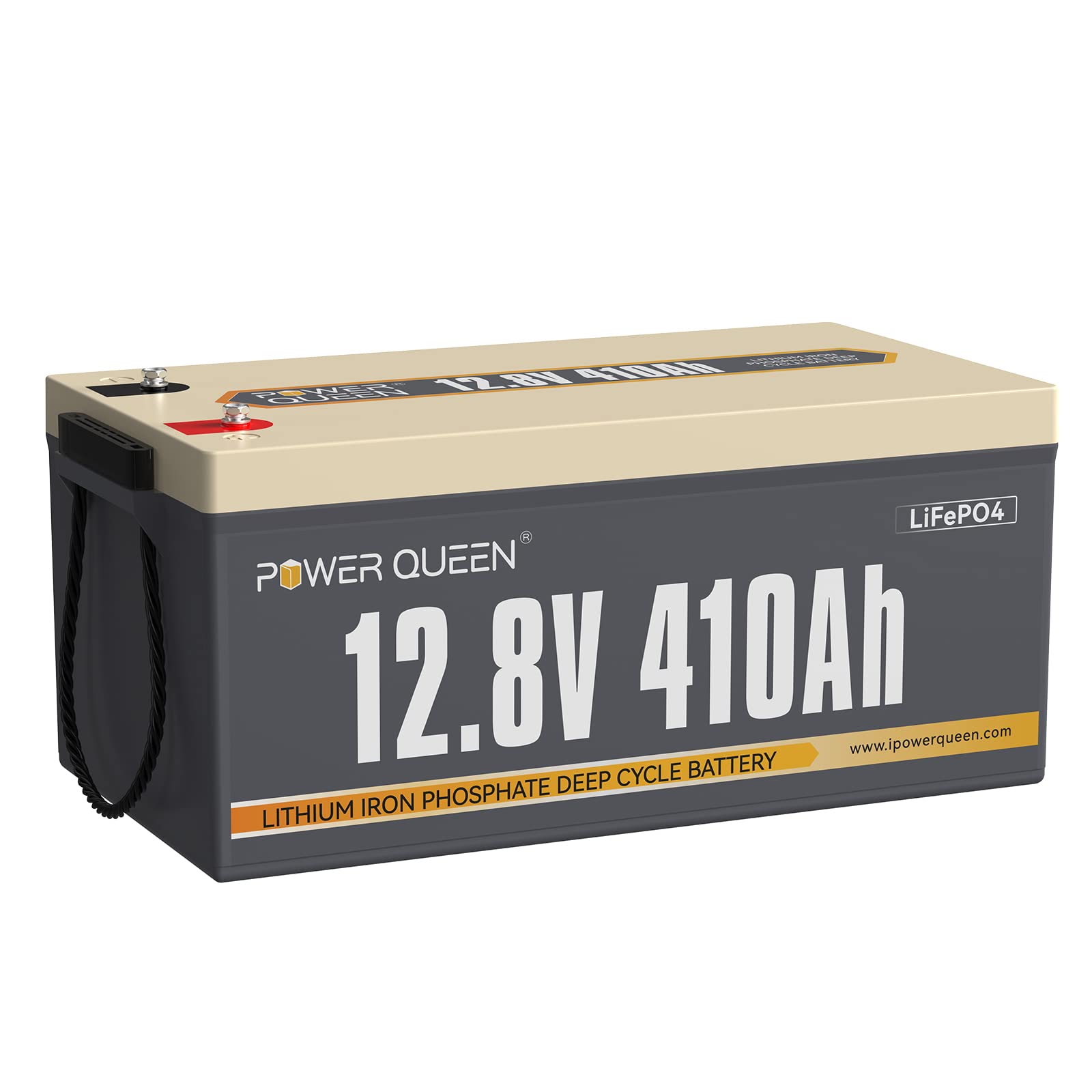 Power Queen 12V 410Ah Plus LiFePO4 Batterie, über 4000-15000 Zyklen, 5248Wh Energie Lithium Akku eingebaut in 250A BMS, Perfekter Ersatz für Blei-Säure, SLA, AGM, Gel Batterie von power queen