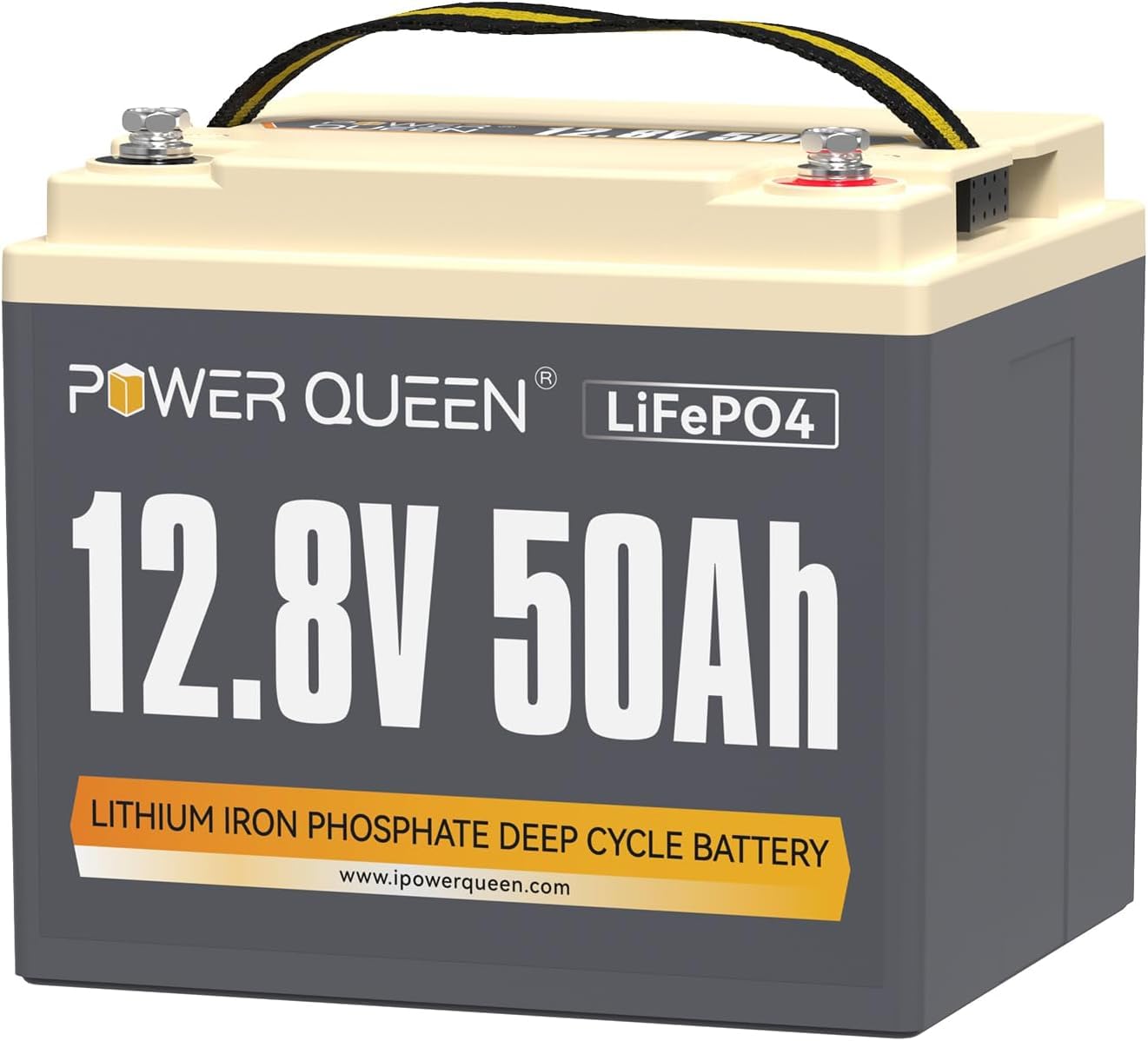 Power Queen 12V 50Ah LiFePO4 Lithium Batterie mit 50A BMS, 640Wh Lithium Akku, Max. 15000 Zyklen, Ersatzbatterien für Blei-Säure-Batterie, weitverbreitet in Solarenergie, Notstrom, Wohnmobile von power queen