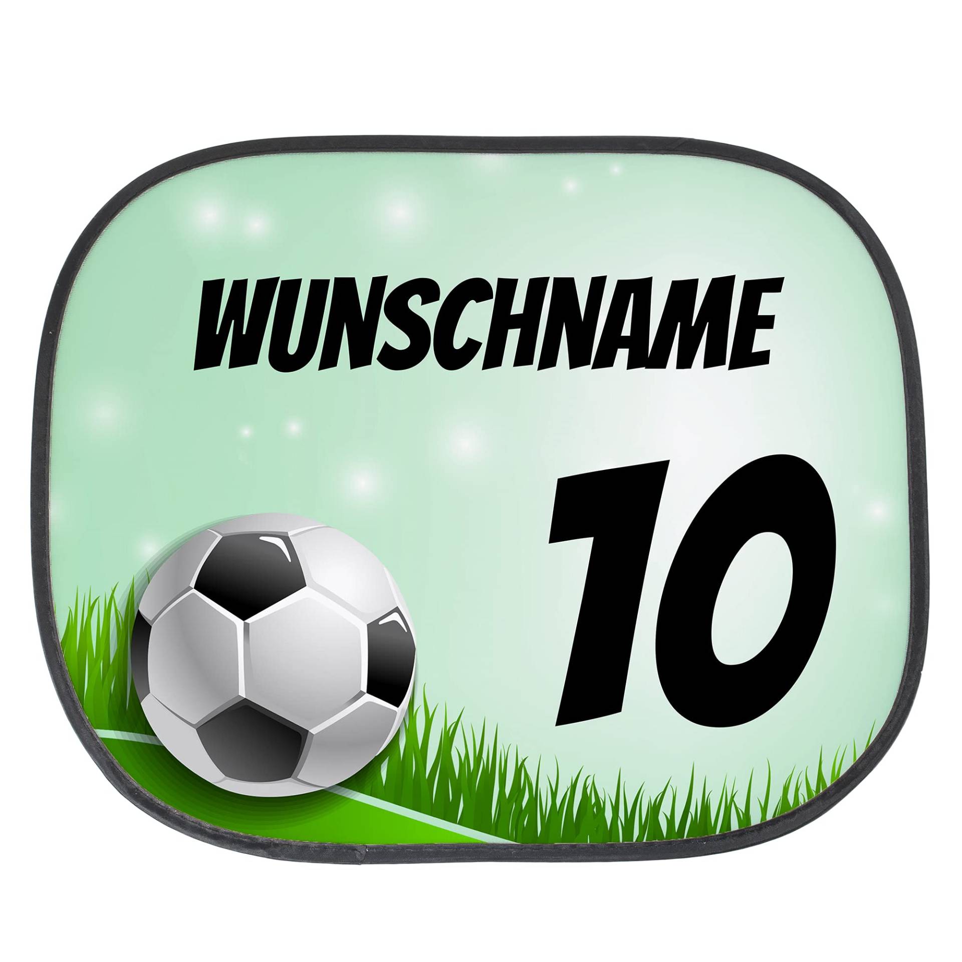 printplanet®- Autosonnenschutz mit Name Bedrucken - Sonnenblende selbst gestalten - Motiv: Fußball von printplanet