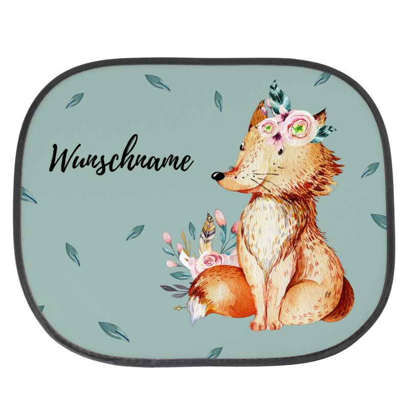 printplanet® - Autosonnenschutz mit Name Bedrucken - Sonnenblende selbst gestalten - Motiv: Watercolor Fox von printplanet