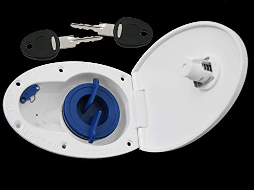 Einfüllstutzen Wasser Frischwassertank Tankdeckel Wohnwagen Wohnmobil mit Schloss Weiss 35 mm von pro-Styling
