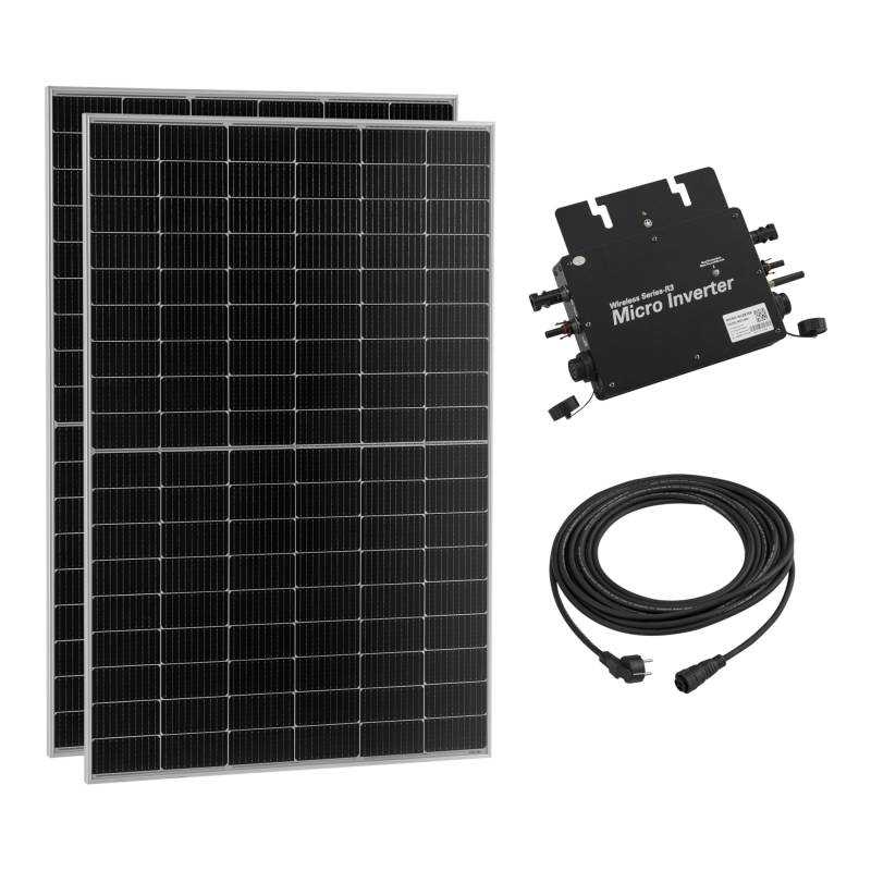 pro.tec Balkonkraftwerk Brusson 800 W Komplettset mit 2x400W Solaranlage mit Wechselrichter mit App und WIFI Solarmodulen 10m Kabel Photovoltaik Plug+Play von pro.tec