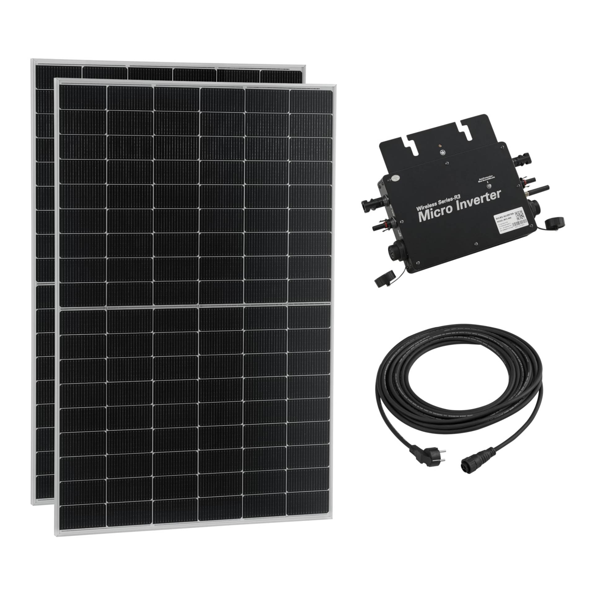pro.tec Balkonkraftwerk Brusson 830 W Komplettset mit 2x415W N-Topcon-Technologie Solaranlage mit Wechselrichter mit App und WIFI Solarmodulen 10m Kabel Photovoltaik Plug+Play von pro.tec