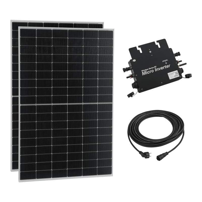 pro.tec Balkonkraftwerk Brusson 830 W Komplettset mit 2x415W N-Topcon-Technologie Solaranlage mit Wechselrichter mit App und WIFI Solarmodulen 10m Kabel Photovoltaik Plug+Play von pro.tec