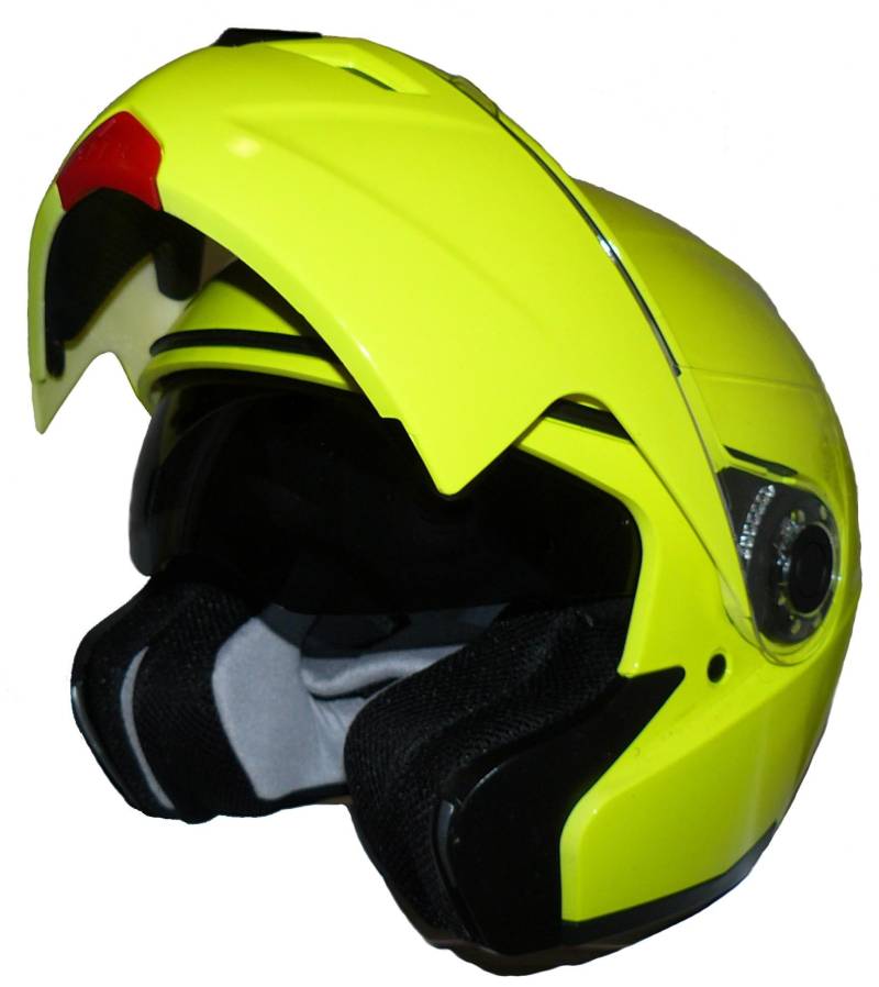 Klapphelm H910 glanz - neongelb mit integrierter Sonnenblende - M von protectWEAR