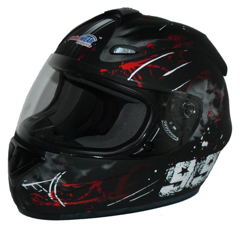 Protectwear Motorradhelm FS-801, Design 99R, Schwarz/Rot, L von protectWEAR