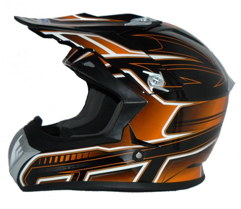 Protectwear Motorradhelm/Endurohelm, Orange/Schwarz, XS von protectWEAR