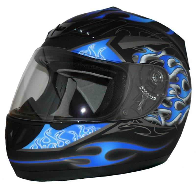 Protectwear Motorradhelm, Integralhelm, Flammendesign (Matt-Blau/Schwarz), L, H510-BF-L von protectWEAR