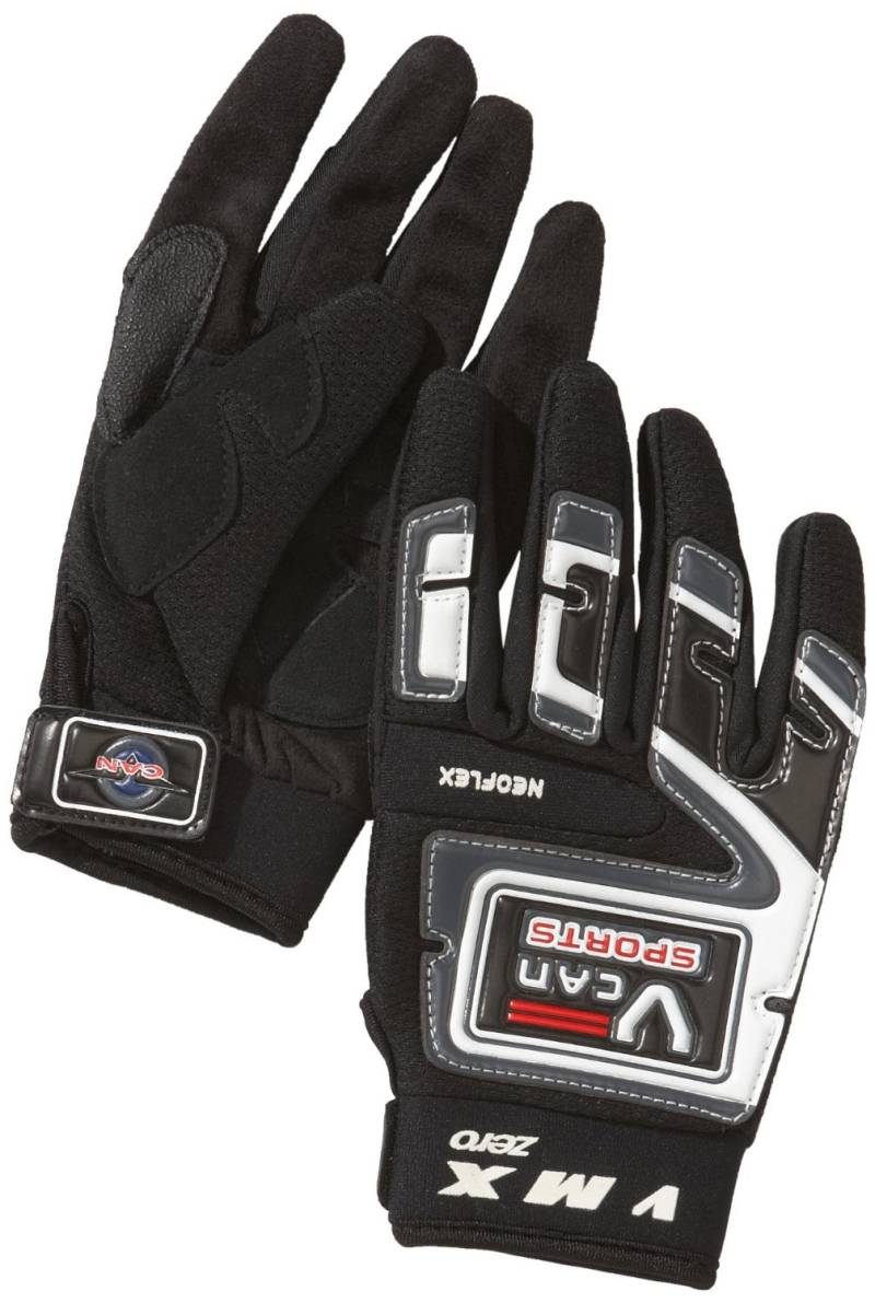 Protectwear Crosshandschuhe, Downhillhandschuhe, BMX-Handschuhe aus Reißfestem Textil mit Kunstoffaufsätzen, Schwarz/Weiß, XL von protectWEAR