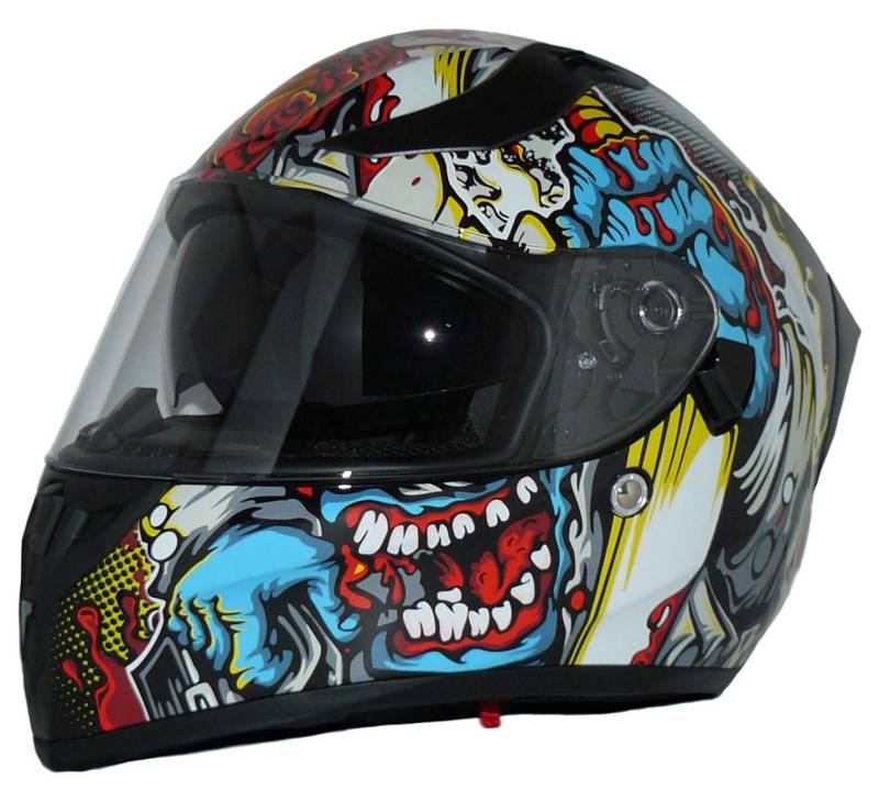 Protectwear Motorradintegralhelm Integralhelm mit integrierter Sonnenblende und klappbarem Visier V128-MU-S, Mehrfarbig von protectWEAR