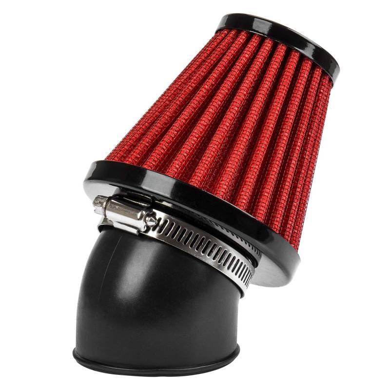 42mm Motorrad Luftfilter, PSLER Motorrad Roller Luftkanalfilter, 45 Grad gebogener Schlauch, universell für Motocross Pocket Bikes(Rot) von PSLER