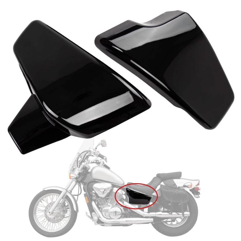 Batterie-Seitenverkleidungsabdeckungen für VLX 600 1999-2008 und für VT 600C CD Shadow VLX Deluxe 1999-2007, PSLER Seitliche Abdeckung des Batteriefachs(Schwarz) von PSLER