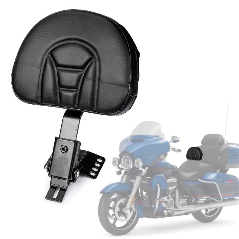 Plugin Fahrer Rückenlehne, PSLER Verstellbares Fahrer-Rückenlehnen Polster Sissy Bar mit Einer Geschlitzten Basis Kompatibel mit Harley Touring Modelle 1997-2022 von psler