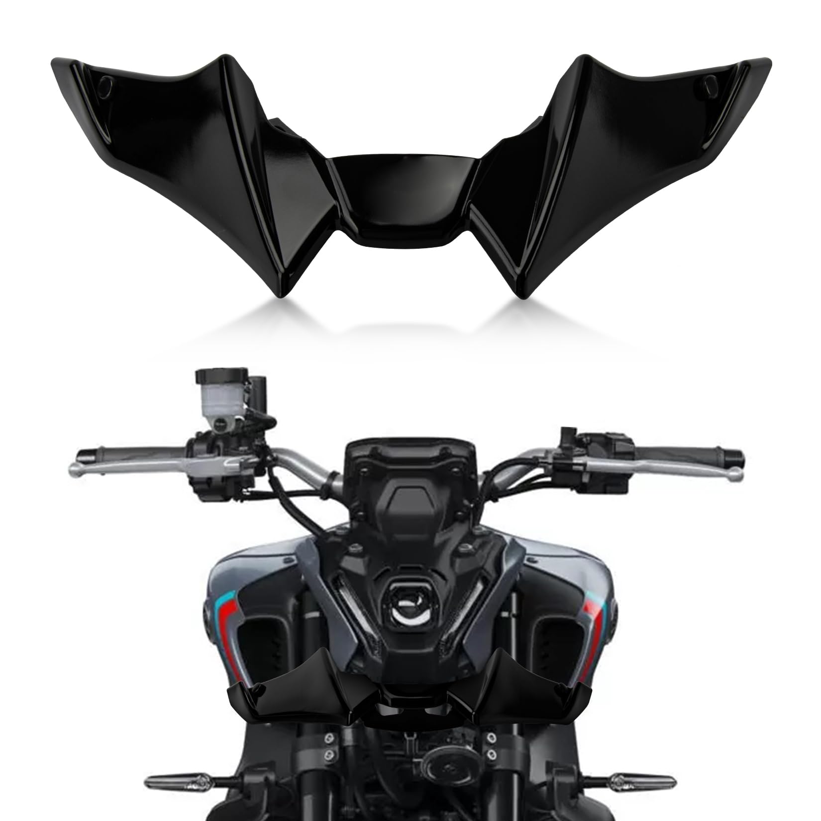 Frontverkleidung Spoiler Schnabel Nose Cone Verlängerung Cover Extender für Yamaha MT09 V3 2022-2023, PSLER Aerodynamische Flügel Deflektor Cowl Trim Zubehör(Glänzendes Schwarz) von PSLER