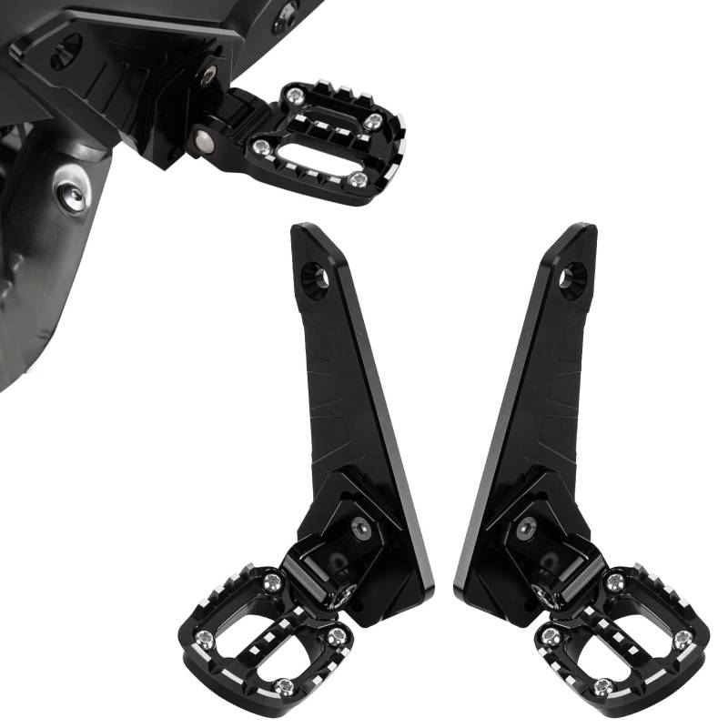 Fußrasten hinten klappbare Fußrasten für X-ADV 750 Forza 750 NC 750 2021 2022 2023 2024 2025,PSLER Fußpedal Beifahrer Hinten Sets Motorrad CNC Aluminium,Kann um 90 Grad gefaltet werden(Schwarz) von PSLER