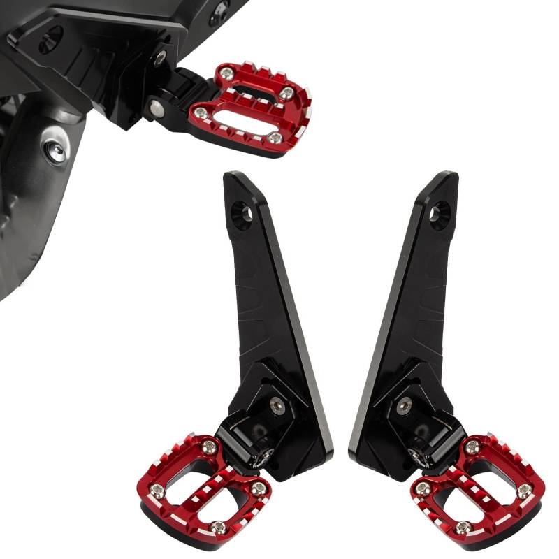 Fußrasten hinten klappbare Fußrasten, PSLER Fußpedal Beifahrer Hinten Sets Motorrad CNC Aluminium für X-ADV 750 2021 2022 2023 2024(Schwarz Rot) von psler