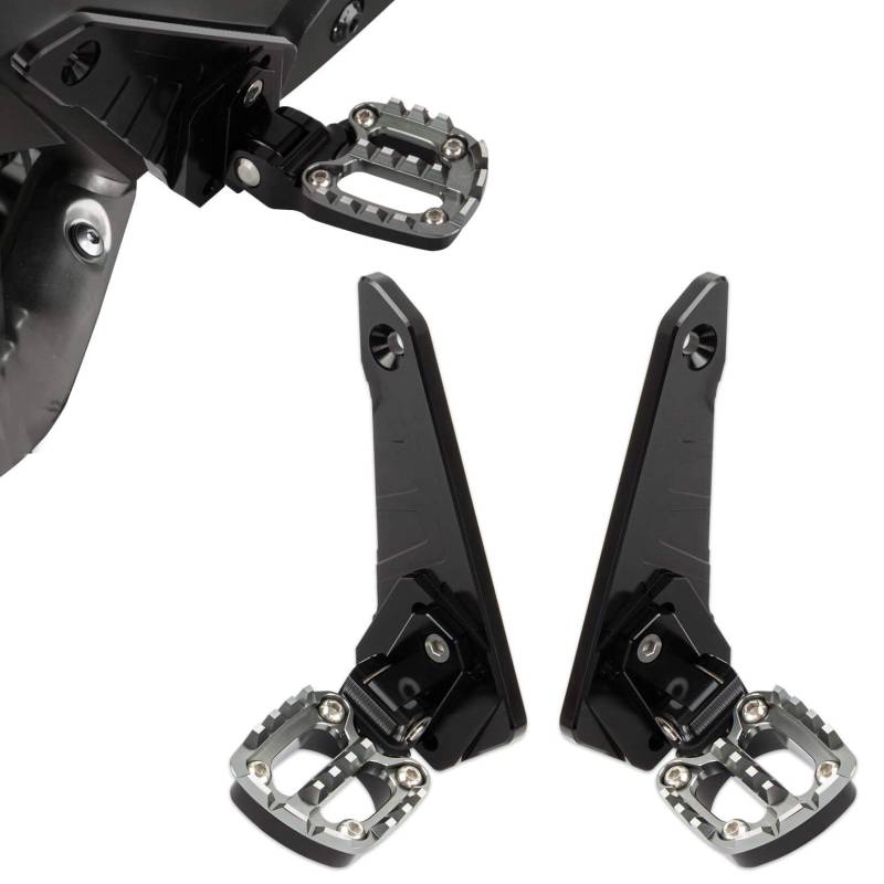 Fußrasten hinten klappbare Fußrasten für X-ADV 750 Forza 750 NC 750 2021 2022 2023 2024 2025,PSLER Fußpedal Beifahrer Hinten Sets Motorrad CNC Aluminium,Kann um 90 Grad gefaltet werden(Schwarz-Titan) von PSLER