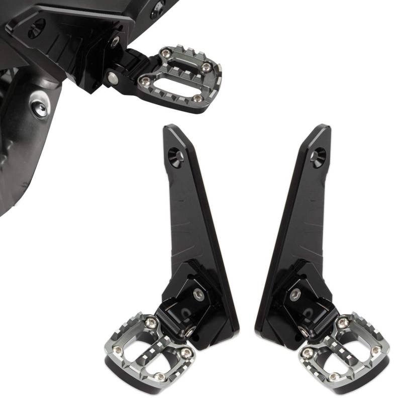 Fußrasten hinten klappbare Fußrasten, PSLER Fußpedal Beifahrer Hinten Sets Motorrad CNC Aluminium für X-ADV 750 2021 2022 2023 2024(Schwarz-Titan) von psler