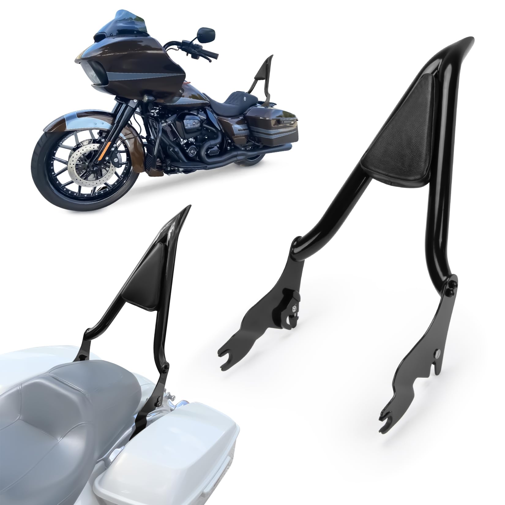 Motorrad Abnehmbare Sissybar Rückenlehne Beifahrer 22 Zoll Zweck Sitz Rückenlehne Kissen Verstellbar Klappbar Abnehmbar für Touring Street Glide Electra Glide Road Glide Road King 2009-2023 von psler