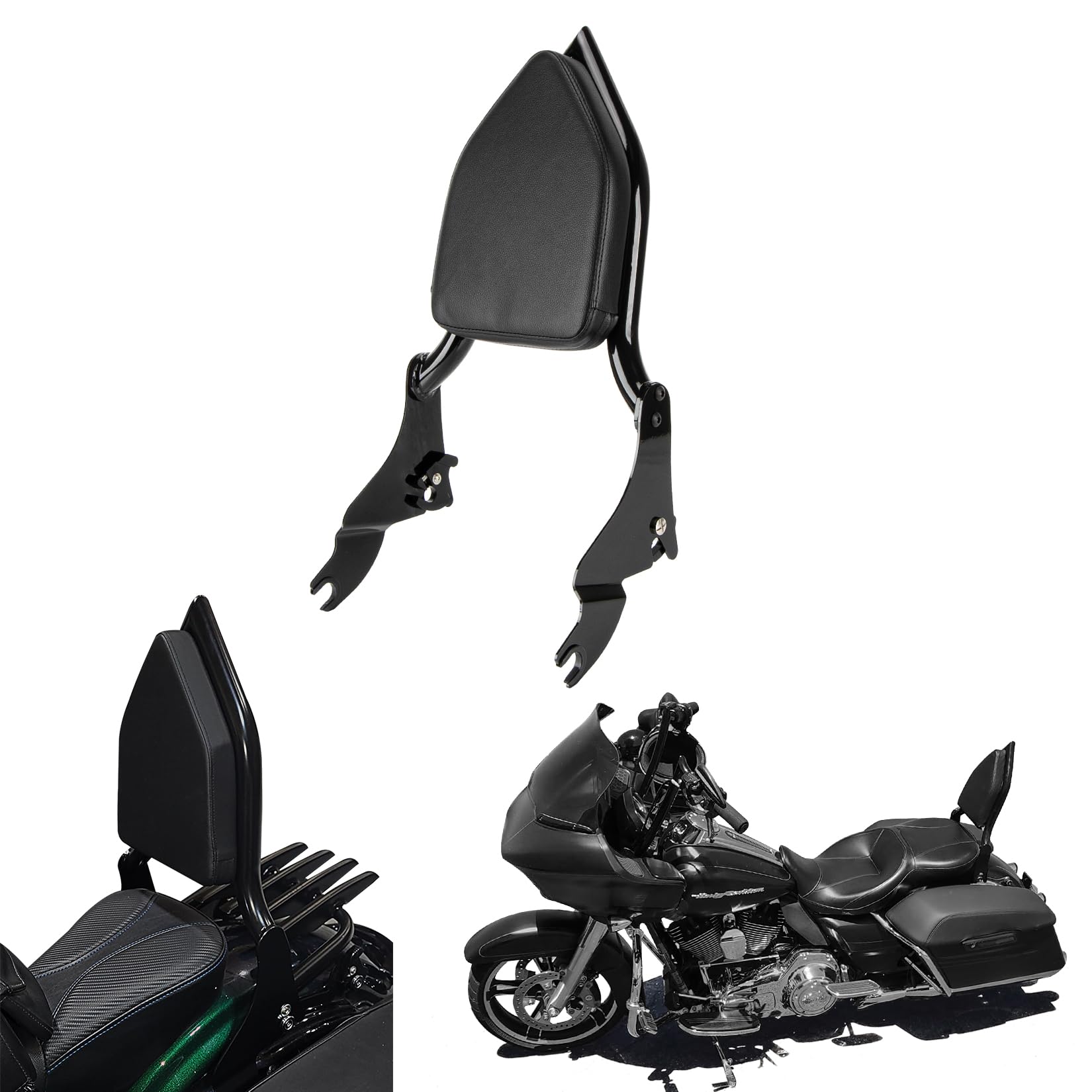 Motorrad Abnehmbare Sissybar Rückenlehne Beifahrer Zweck Sitz Rückenlehne Kissen Verstellbar Klappbar Abnehmbar für Touring Street Glide Electra Glide Road Glide Road King 2009-2023 von psler