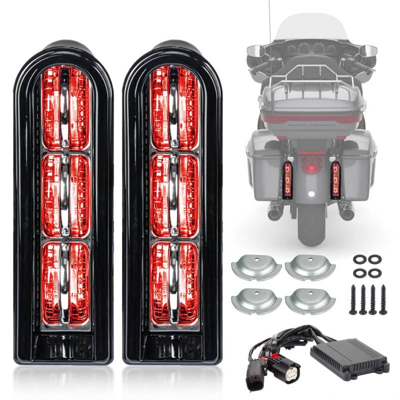 Motorrad-Satteltasche Accent LED Light Insert Filler Unterstützung für Touring FLHTCU/L Electra Glide FLHT/L Road Glide FLTRUSE CVO FLHR Road King 2014–2020 (schwarz klar) von PSLER