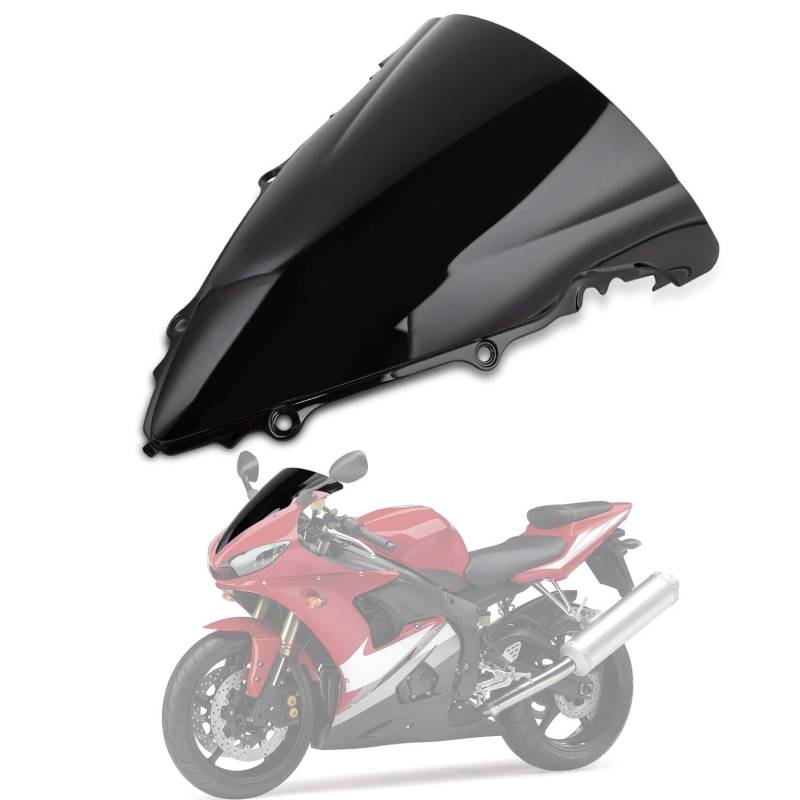 Motorrad Windschutzscheibe Shield Wind Screen Windschutzscheibe für Yamaha YZF R6 2003-2005 YZF R6s 2006-2009 (Transparente) von PSLER