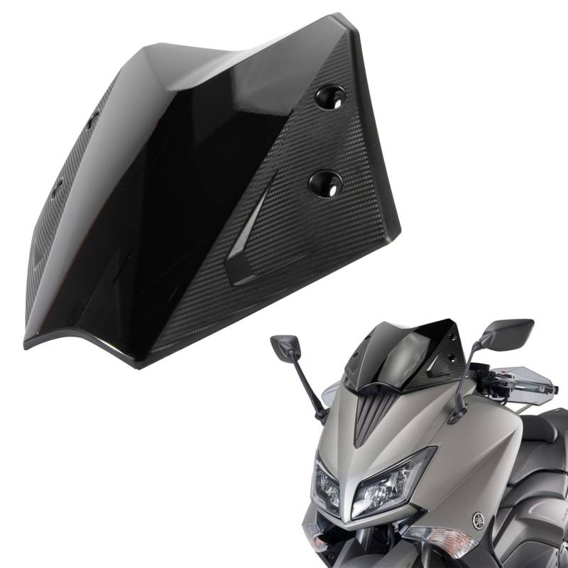 Motorrad Windschutzscheiben PSLER Windabweiser Frontscheibe Verkleidung für TMAX 530 2012-2016(Hellschwarz) von PSLER