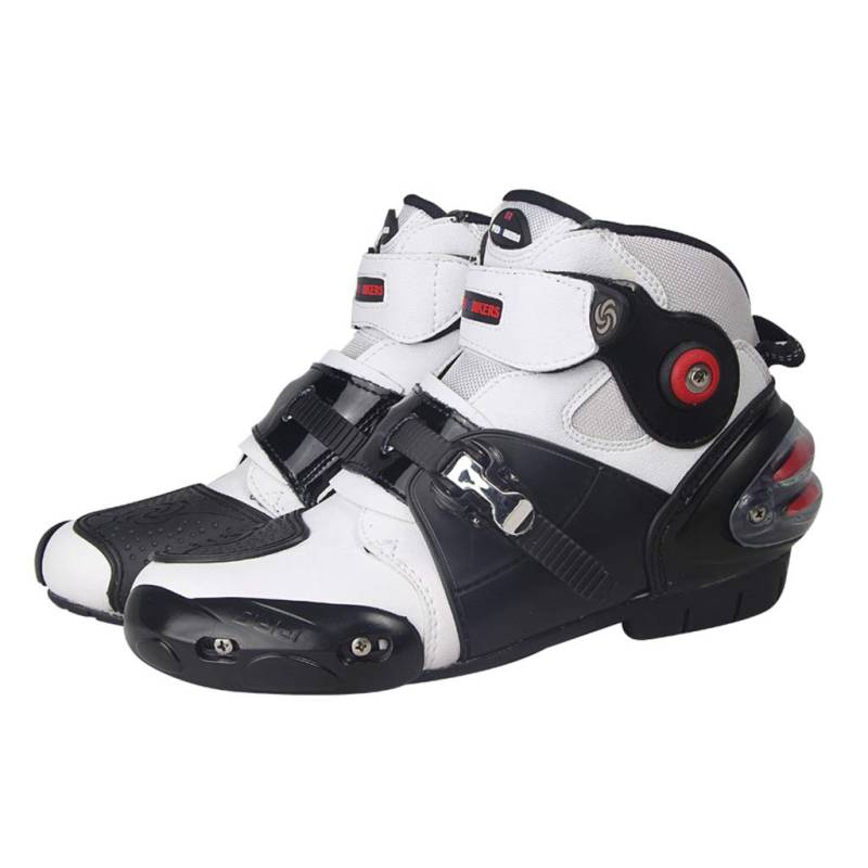 PSLER Motorradstiefel Sportstiefel aus Leder mit aufgesetzten Hartschalenprotektoren von PSLER