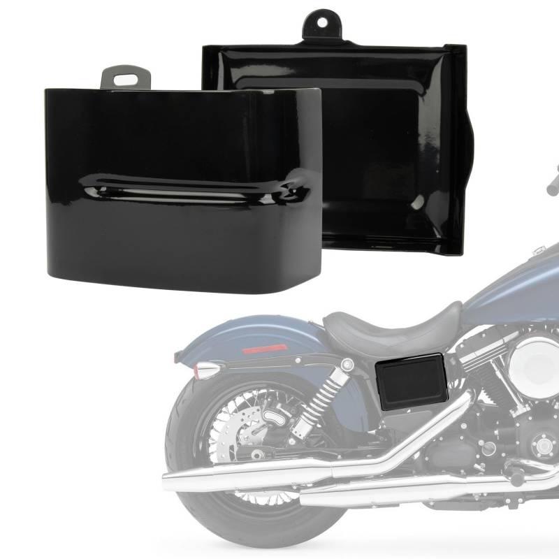 PSLER Batterie-Seitenabdeckungen Verkleidung Seitenverkleidung für Dyna Fat Bob Super Glide Wide Glide Switchback 2006-2017 und für Dyna Street Bob 2006-2014 Glänzend Schwarz von PSLER
