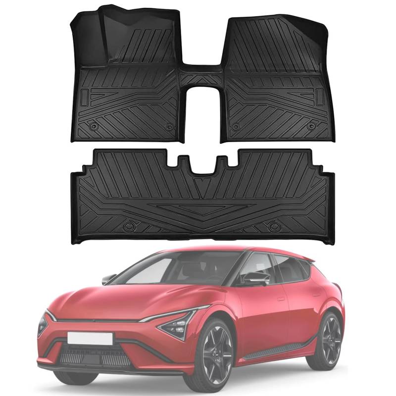 PSLER Fußmatten Fit für Kia EV6 2022 2023 2024 Custom Fit Car Floor Liner Mats für EV6 Original Zubehör TPE All Weather Front Rear Row Full Set Fußmatten von PSLER
