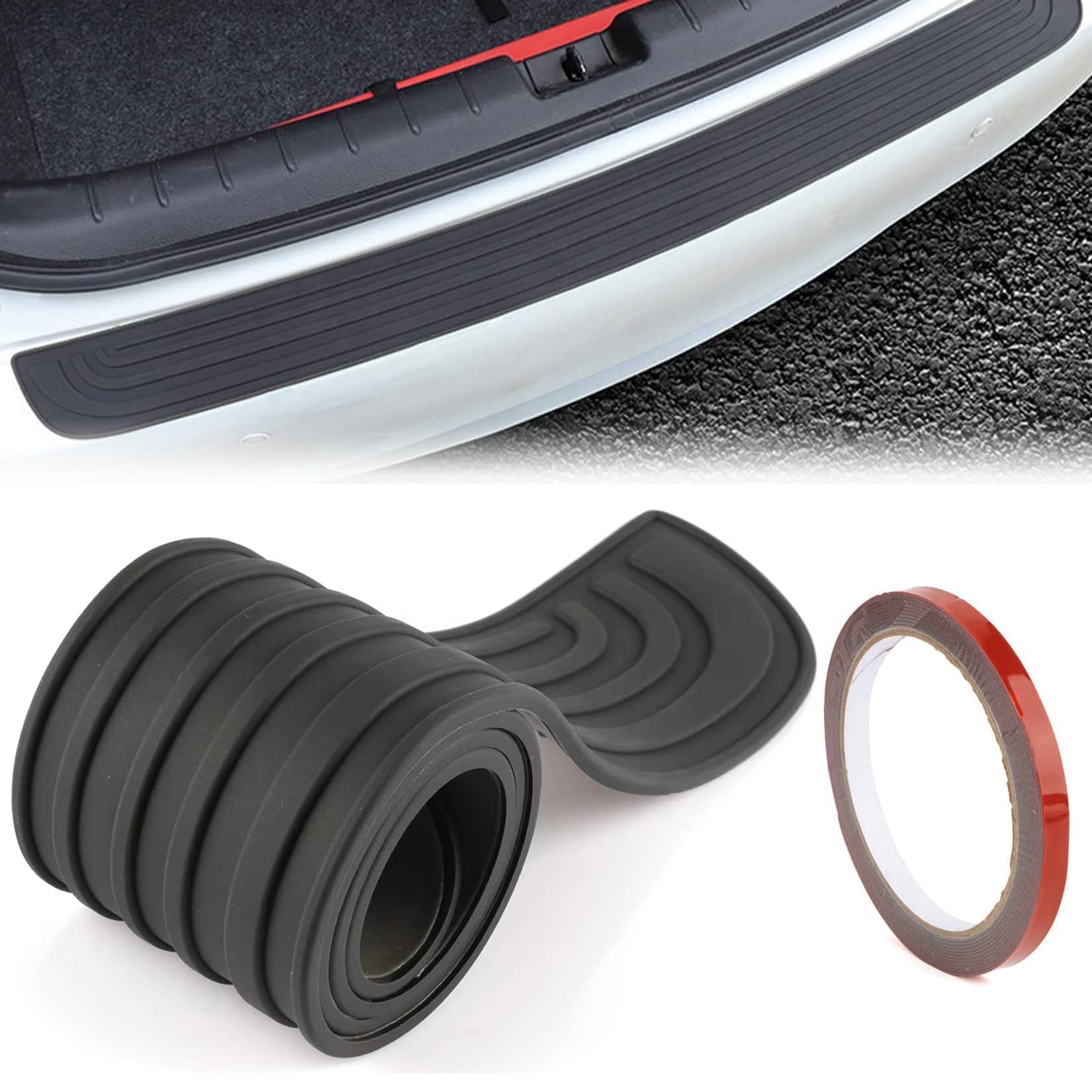 PSLER Stoßstangenschutz Gummi Anti-Kratz Heckstoßstangenschutz Auto Schwellerschutz für Auto Pickup Truck Suv Autozubehör 90x7cm Auto Einstiegsleisten Kantenschutz Aufkleber von PSLER