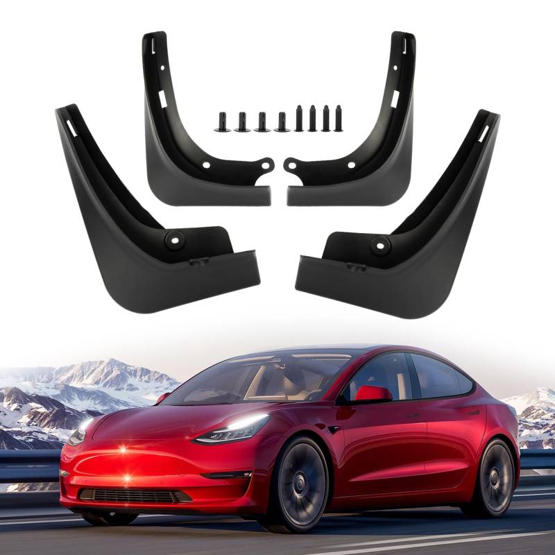 PSLER für Tesla Model 3 2016-2023 Schmutzfänger Splash Guards Kotflügel kein Bohren Erforderlich Auto für Tesla Model 3 Zubehör(4 Stück) von PSLER