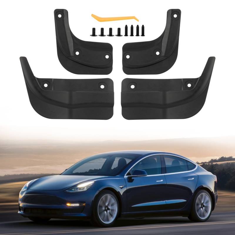 PSLER Tesla Model 3 Highland 2024 Schmutzfänger Spritzschutz Kotflügel Kein Bohren erforderlich Auto Highland 2024 Zubehör(4 Stück) von PSLER