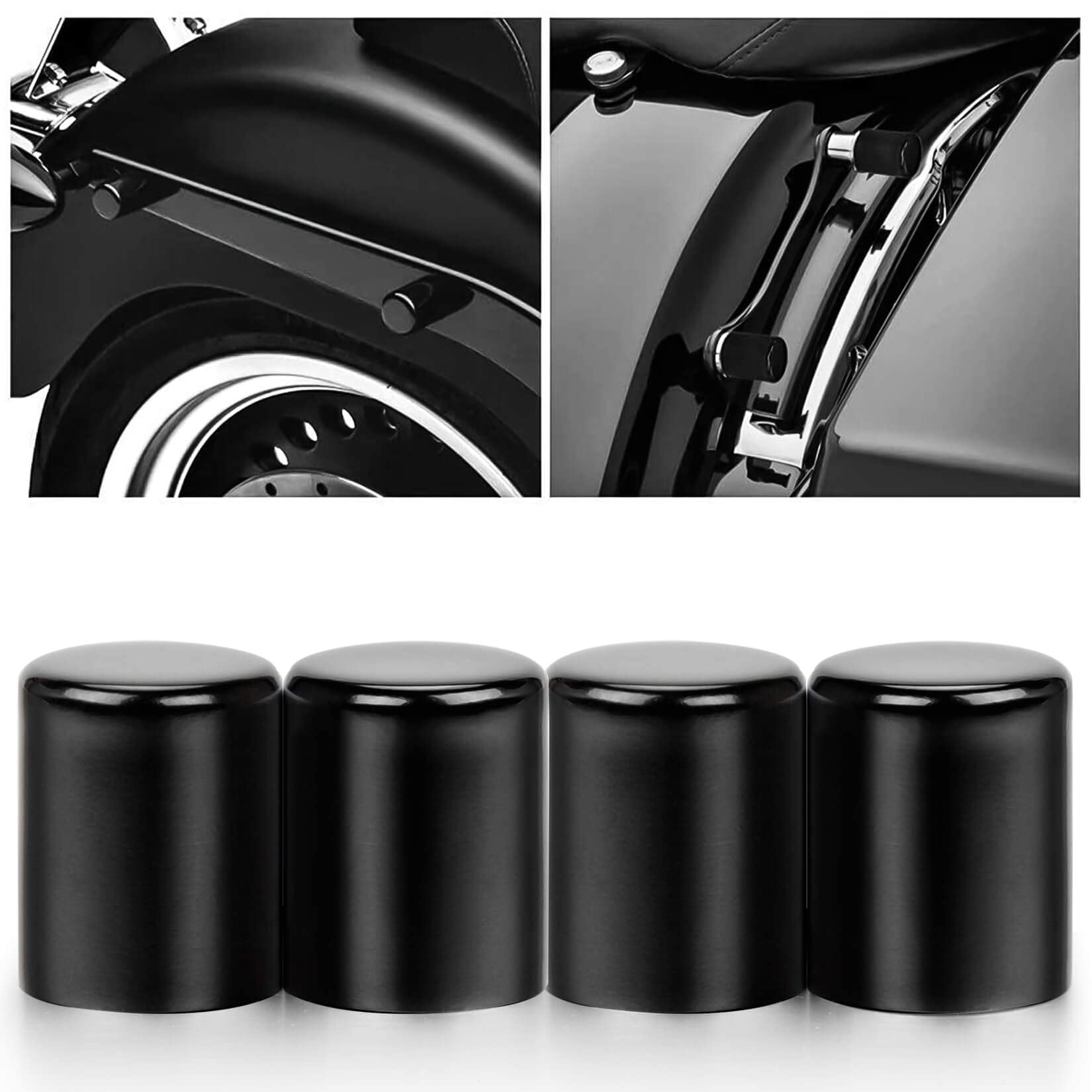 PSLER 4 Stück Docking Hardware Punkt Abdeckung für Harley Touring Electra Glide Ultra Limited Road King und andere Modelle 2009-2022, Motorradzubehör Dekoration(4 Kurz Schwarz) von psler