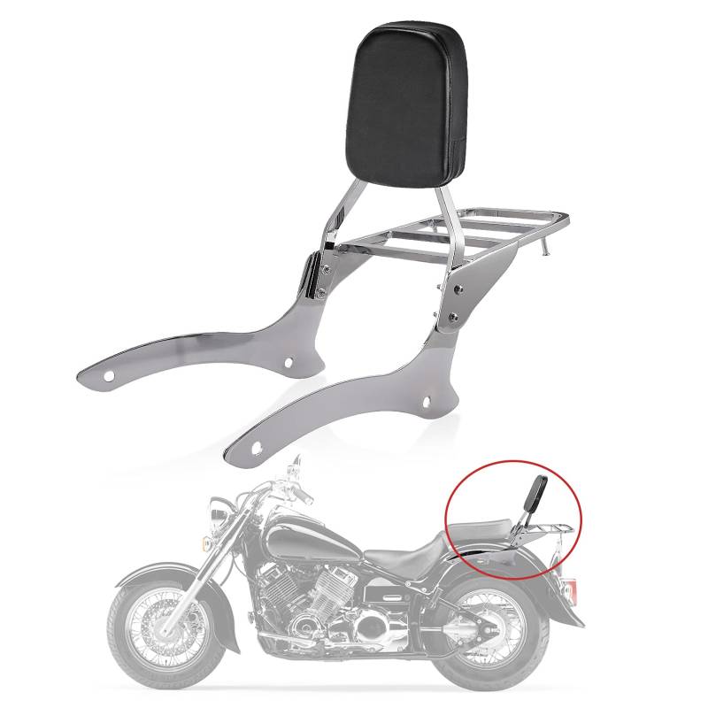 Rückenlehne Sissy Bar, PSLER Gepäckträger, Rückenlehne Beifahrer, für V-Star Drag Star XVS1100 250 von PSLER
