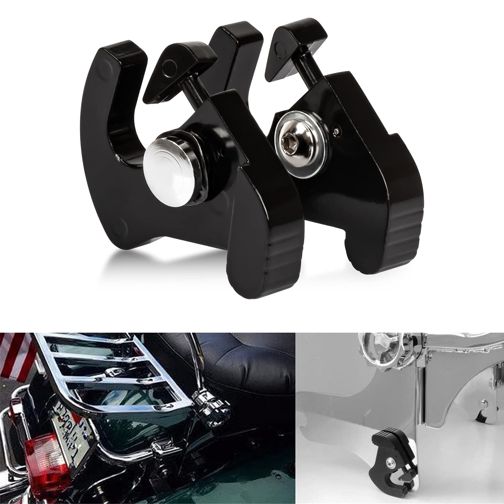 Sissy Bar Clips für Electra Road Street Glide Road King Softail Night Train 883 1200 Alle Baujahre,PSLER Abnehmbarer Drehbarer Sissy Bar Gepäckträger Docking Verschlussclip Schwarzes Aluminium-Kit Sissy Bar Clips für Electra Road Street Glide Road King Softail Night Train 883 1200 Alle Baujahre,PSLER Abnehmbarer Drehbarer Sissy Bar Gepäckträger Docking Verschlussclip Schwarzes Aluminium-Kit von PSLER