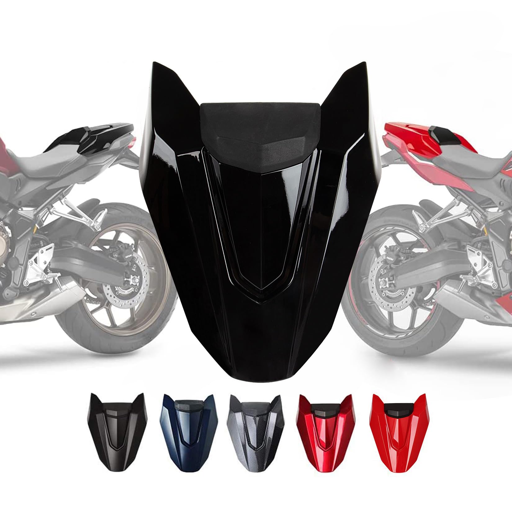Soziusabdeckung Rücksitzbezug für CB650R CBR650R 2018 2019 2020 2021 2022 2023 PSLER Sitzkappe Heckverkleidung Motorradzubehör(Schwarz Glänzend) von PSLER