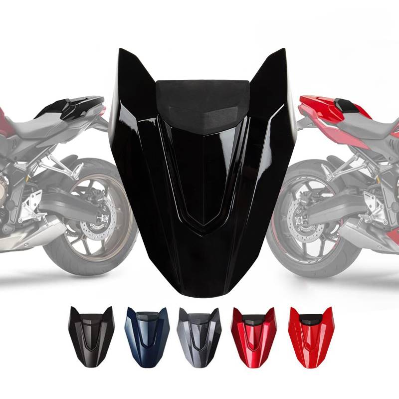 Soziusabdeckung Rücksitzbezug für CB650R CBR650R 2018 2019 2020 2021 2022 2023 PSLER Sitzkappe Heckverkleidung Motorradzubehör(Schwarz Glänzend) von PSLER