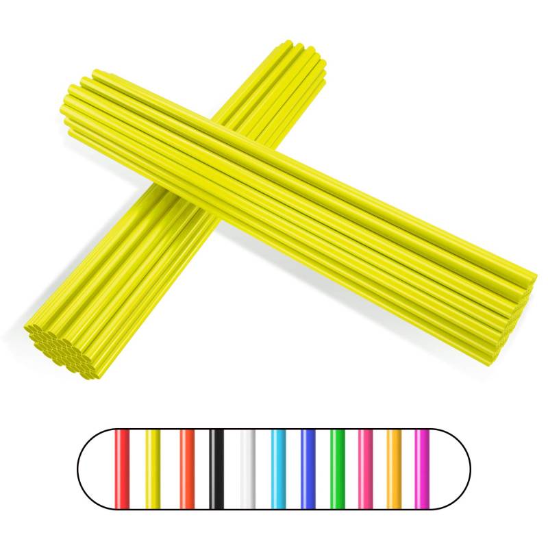 Speichenabdeckungen Speichenhäute,PSLER 72pcs Felgenschutzfolien Wiederverwendbare Schutzabdeckungen für Rollstuhl Mountainbike Motorrad - Gelb Speichenabdeckungen von PSLER