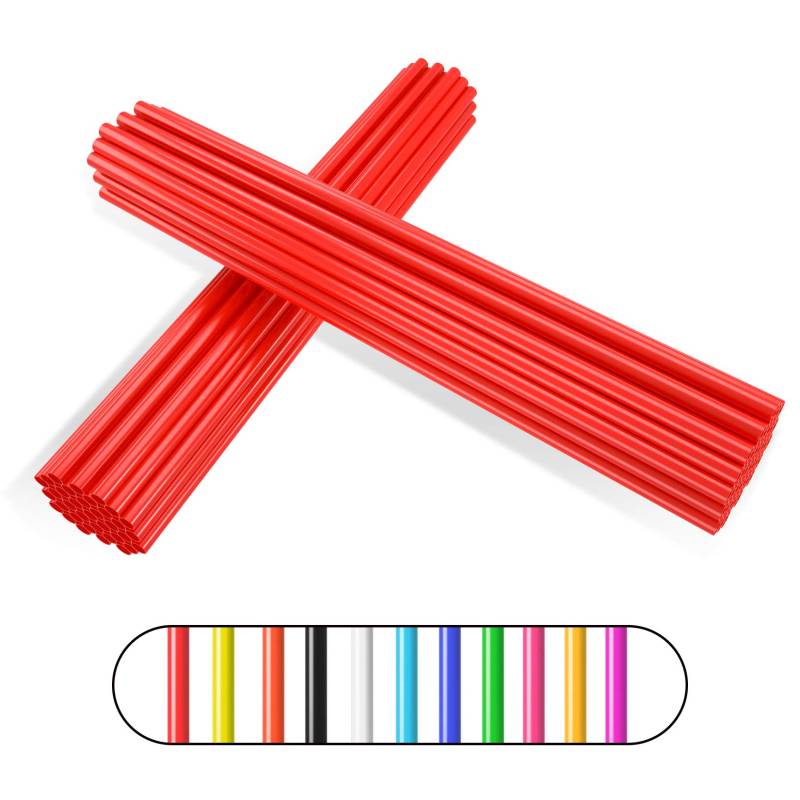 Speichenabdeckungen Speichenhäute,PSLER 72pcs Felgenschutzfolien Wiederverwendbare Schutzabdeckungen für Rollstuhl Mountainbike Motorrad - Rot Speichenabdeckungen von PSLER