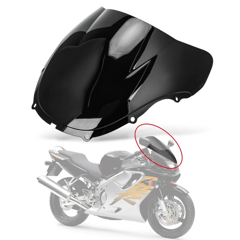 Windschutzscheibe für CBR600 F4 1999-2000,PSLER Motorrad Shield Wind Screen(Schwarz) von PSLER