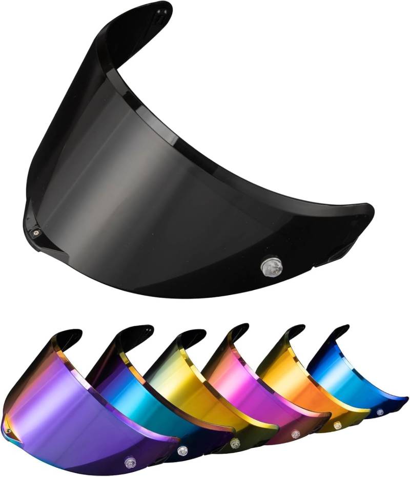 PSLER Helm Visier Verspiegelt für AGV Pista GP RR Pista GPR CORSA-R RACE 3 RACE 2,Helmvisier Getöntes Visier Motorradhelm Zubehör Ersatz(Tiefes Schwarz) von PSLER