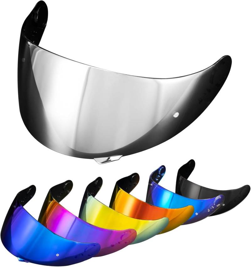 PSLER Helm Visier Verspiegelt für Shoei GT Air GT Air 2 TC-5 TC-9 Neotec CNS-1,Helmvisier Getöntes Visier Motorradhelm Zubehör Ersatz(Tiefsilber-Spiegel) von PSLER