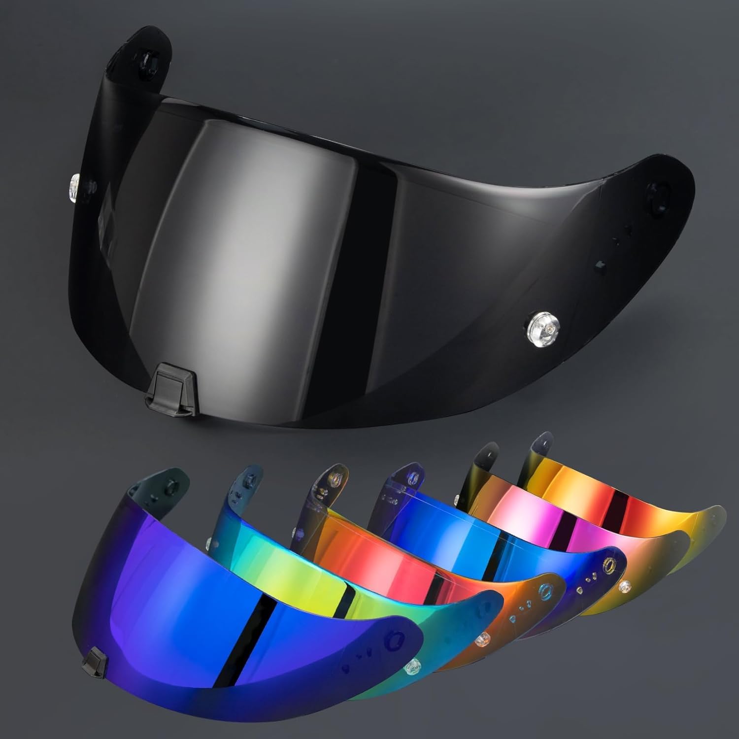 PSLER Helm Visier für EXO R420 - Verspiegelt Helmvisier Getöntes Visier Motorradhelm Zubehör Ersatz(Hell Schwarz) von PSLER