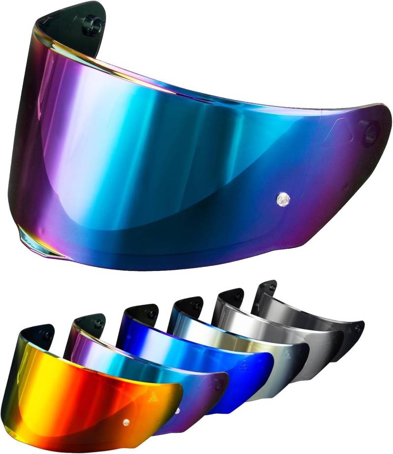 PSLER Helm Visier für LS2 Outer FF320 Rapid FF353 Assault FF328 Stream FF800,Helmvisier Getöntes Visier Motorradhelm Zubehör Ersatz(Regenbogen) von PSLER