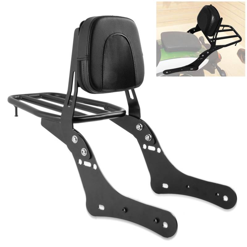 Motorrad Rückenlehne Sitzpolster mit Gepäckträger für Kawasaki Vulcan S VN650 EN650 S650 2015-2023, PSLER Beifahrer-Rückenlehne Sissy Bar mit Gepäckträger Ablage Motorrad Zubehör von PSLER
